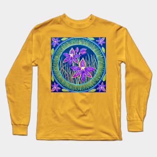 Queen of Sheba Orchid Mandala Long Sleeve T-Shirt